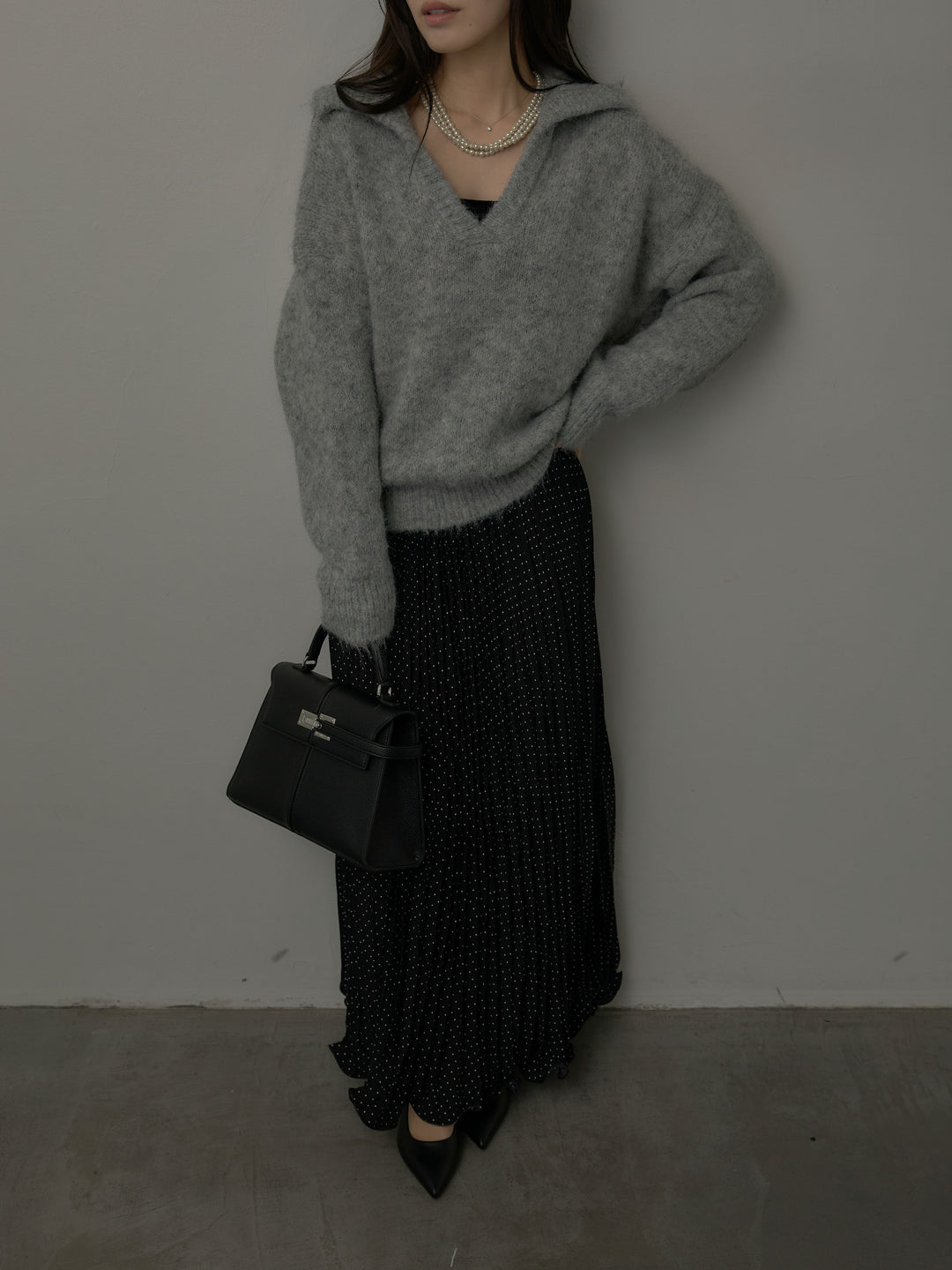 ドットプリーツスカート