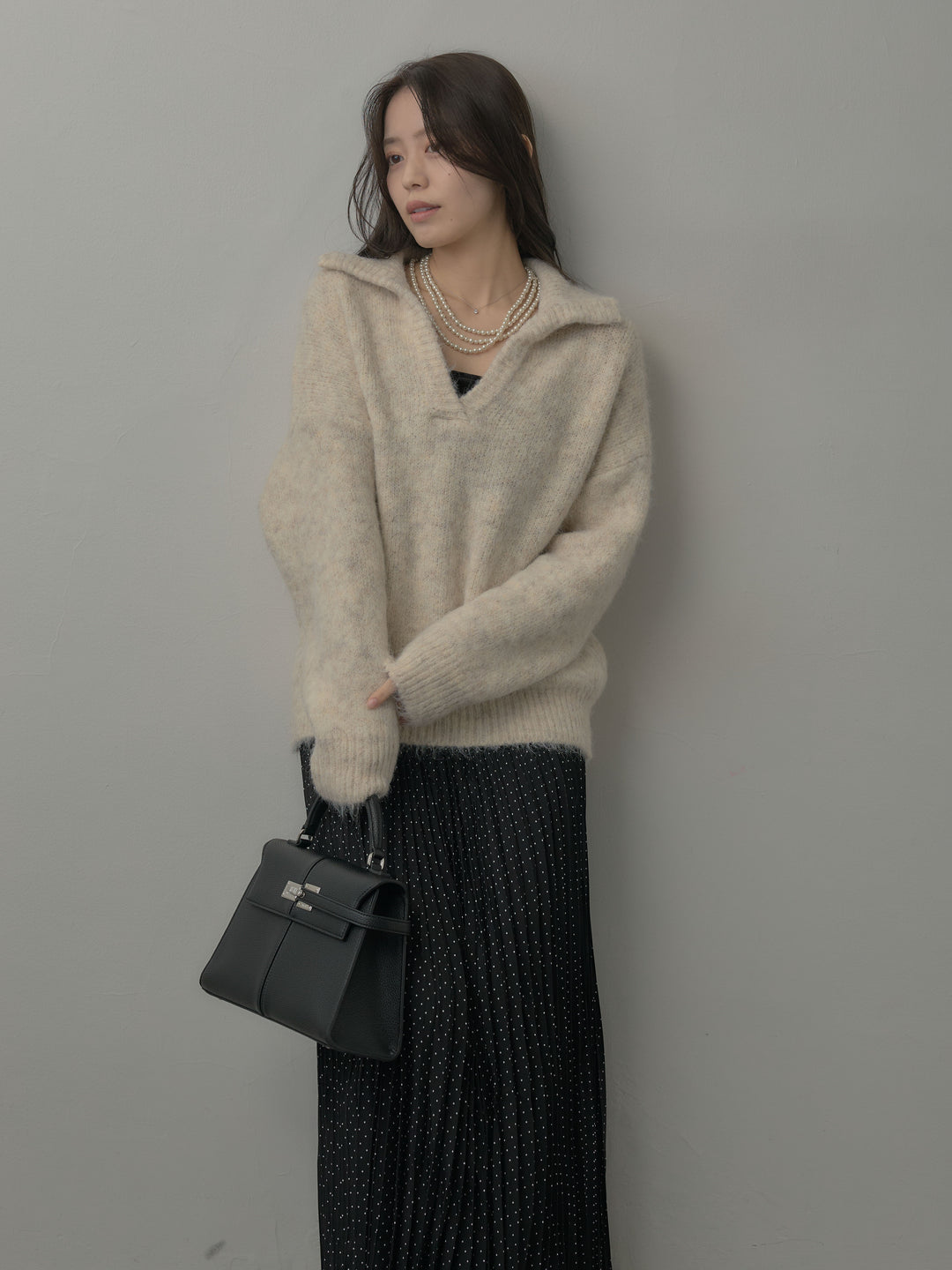 オーバーサイズスキッパーニットトップス