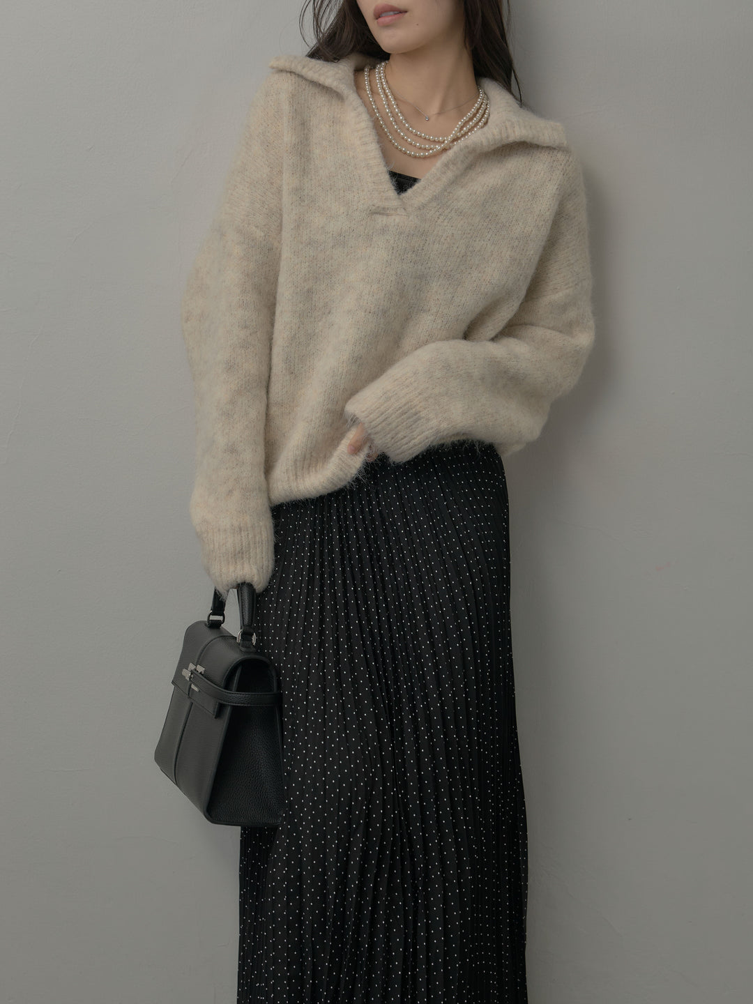 オーバーサイズスキッパーニットトップス