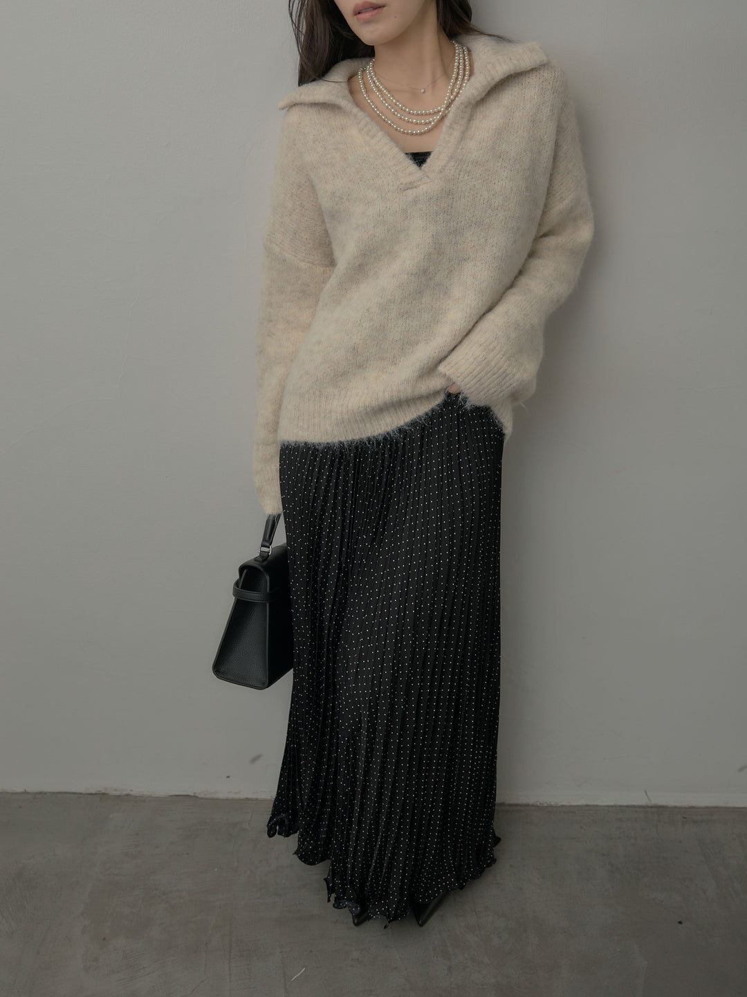 ドットプリーツスカート