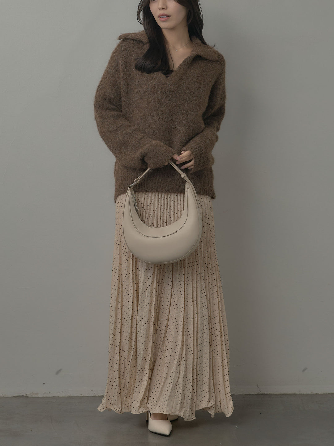 ドットプリーツスカート