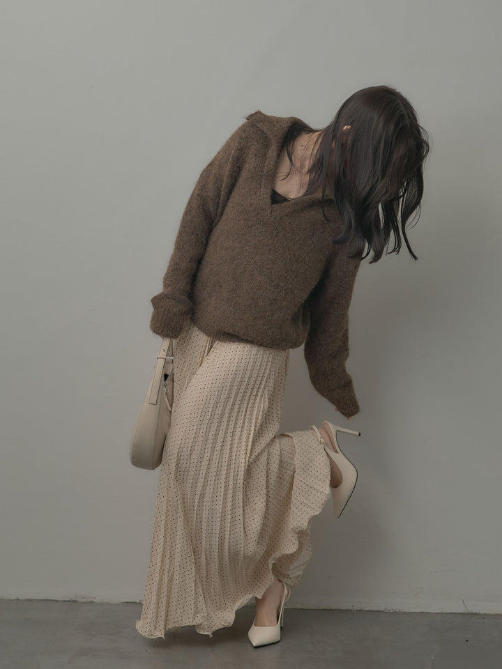 ドットプリーツスカート