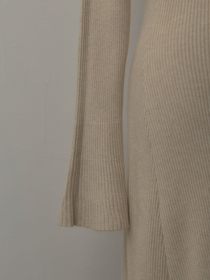 プチネックロングリブニットワンピース