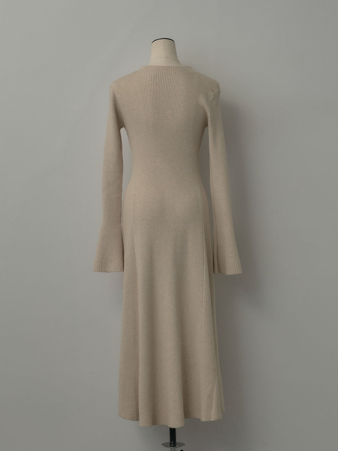 プチネックロングリブニットワンピース