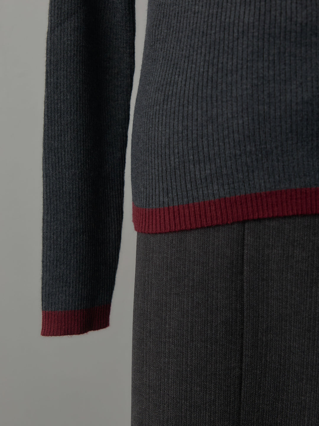 配色ラウンドネックニットトップス