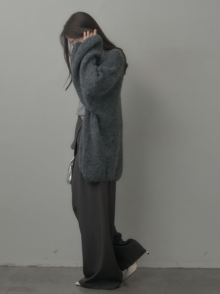 【SET】シアーレイヤードヘンリーネックトップス+ウエストラップワイドパンツ(2set)