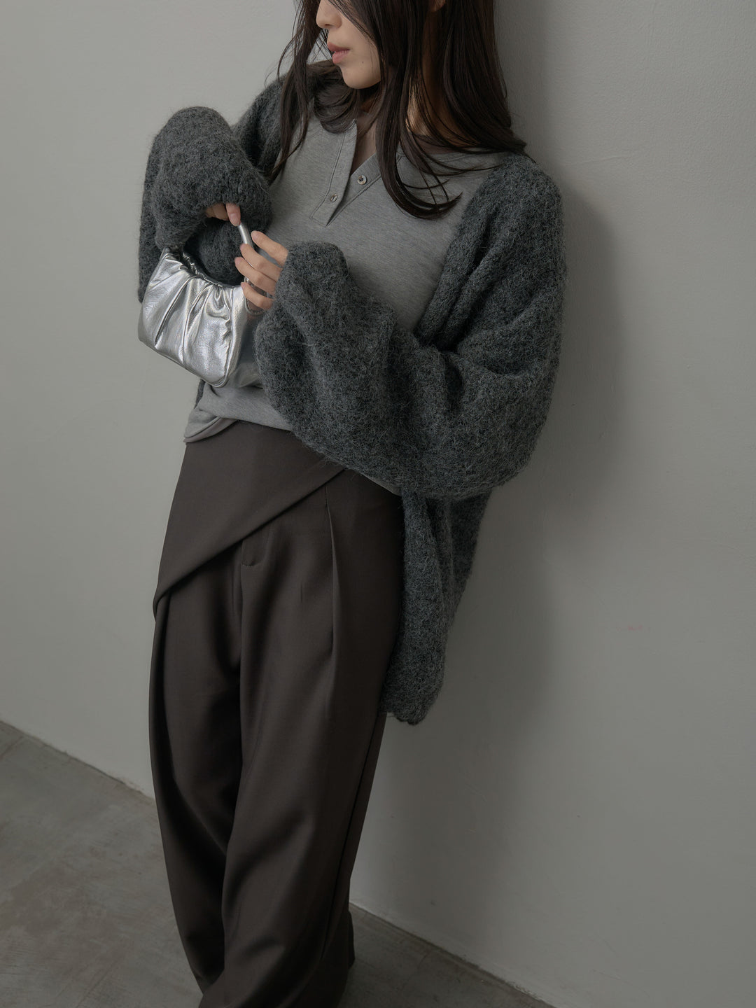 シアーレイヤードヘンリーネックトップス