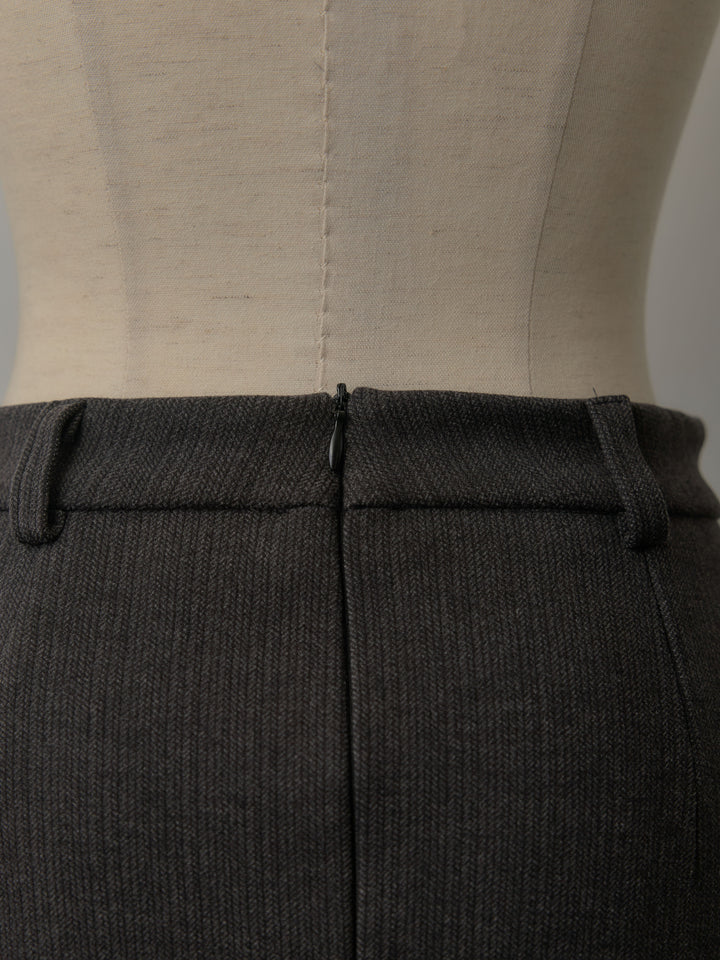 ウールタッチフロントポケットデザインIラインスカート