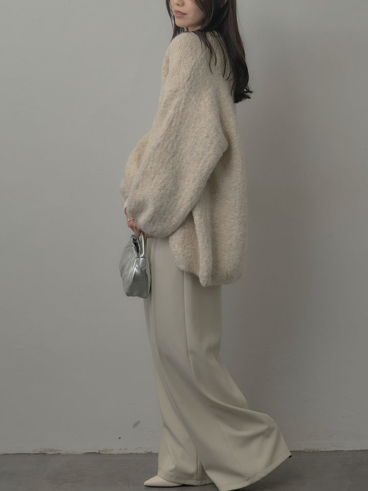 【SET】シアーレイヤードヘンリーネックトップス+ウエストラップワイドパンツ(2set)