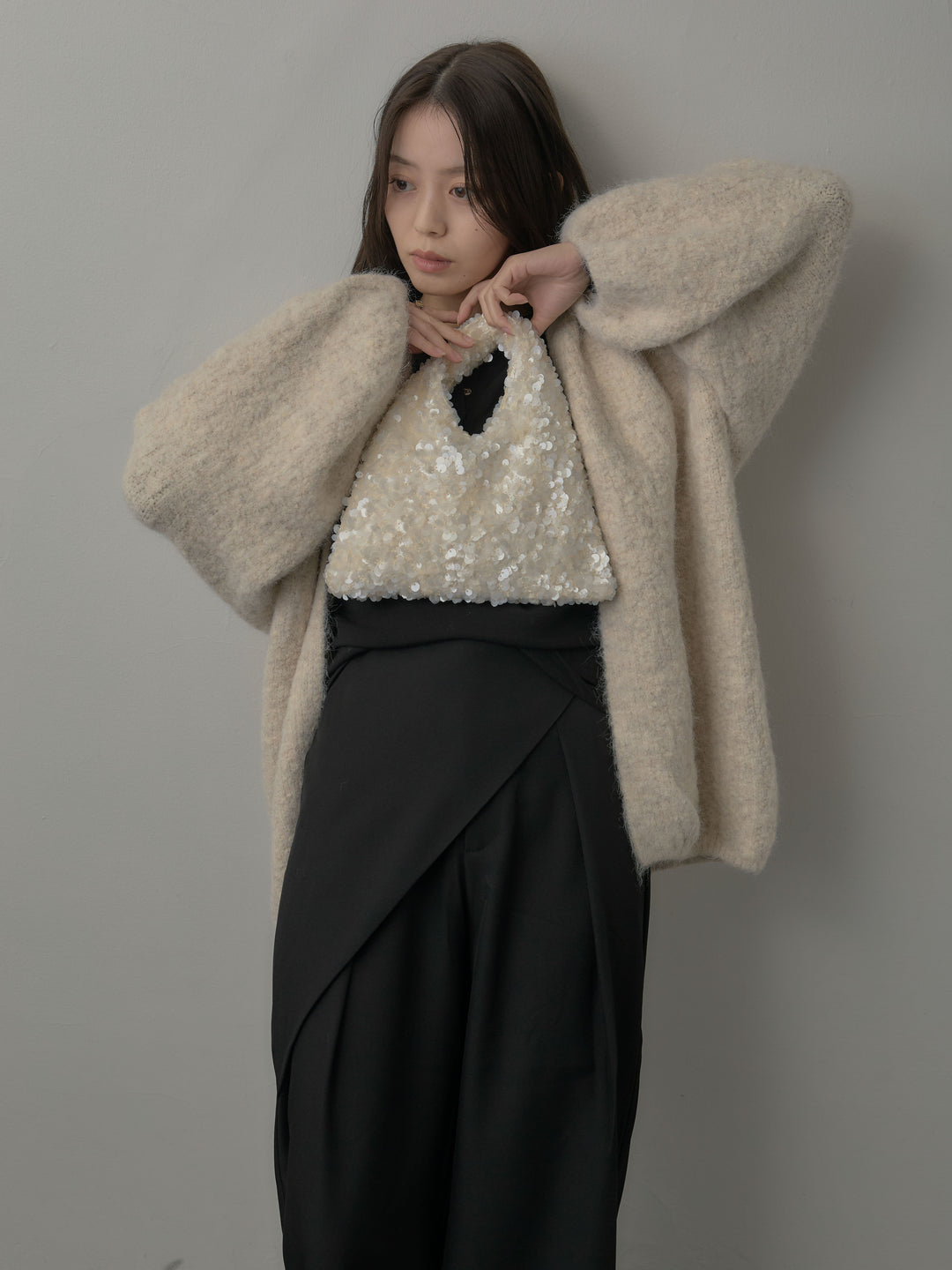 【SET】シアーレイヤードヘンリーネックトップス+ウエストラップワイドパンツ(2set)