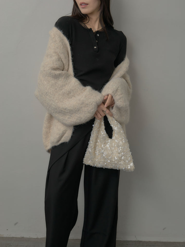 シアーレイヤードヘンリーネックトップス