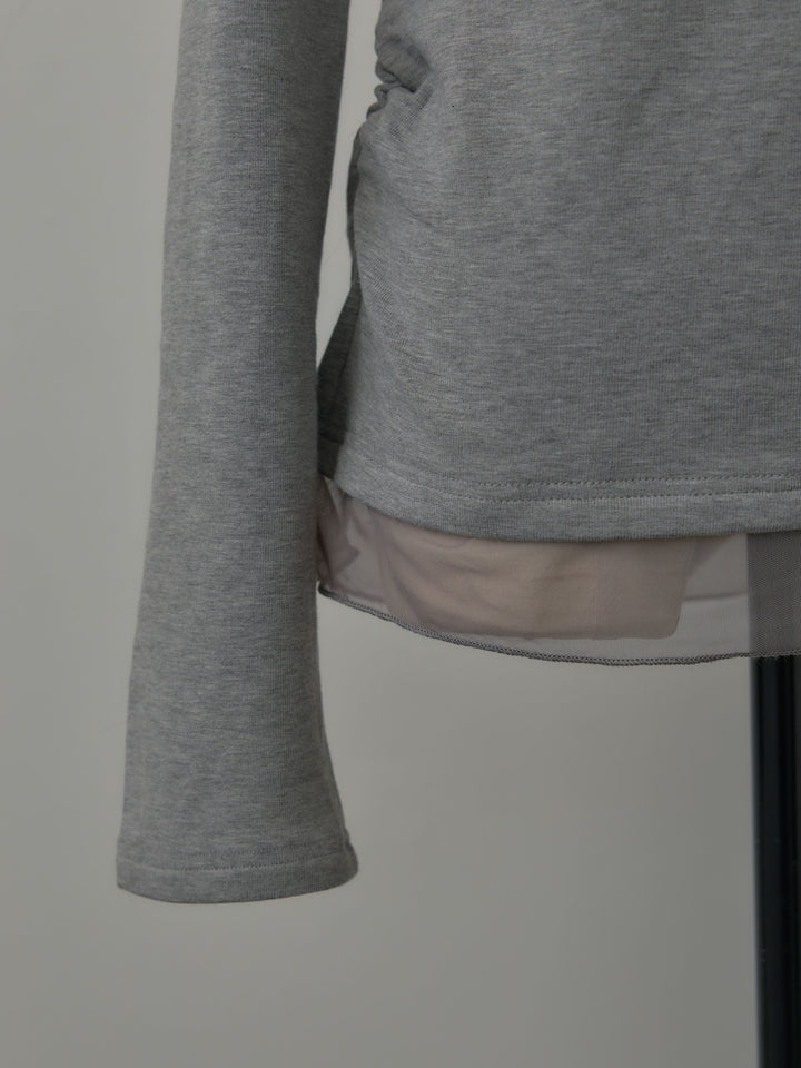 シアーレイヤードヘンリーネックトップス