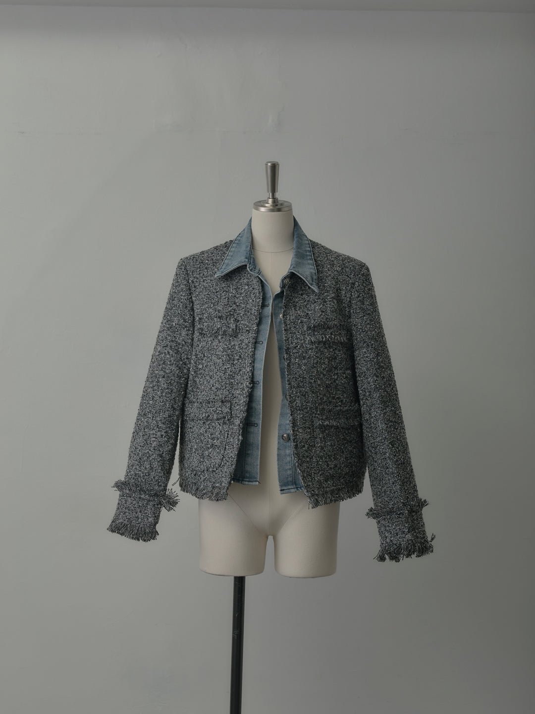 デニムドッキングオーバーサイズツイードジャケット