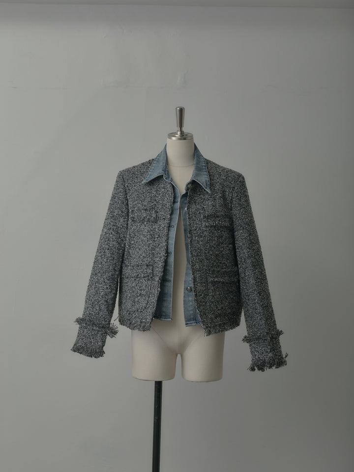 デニムドッキングオーバーサイズツイードジャケット