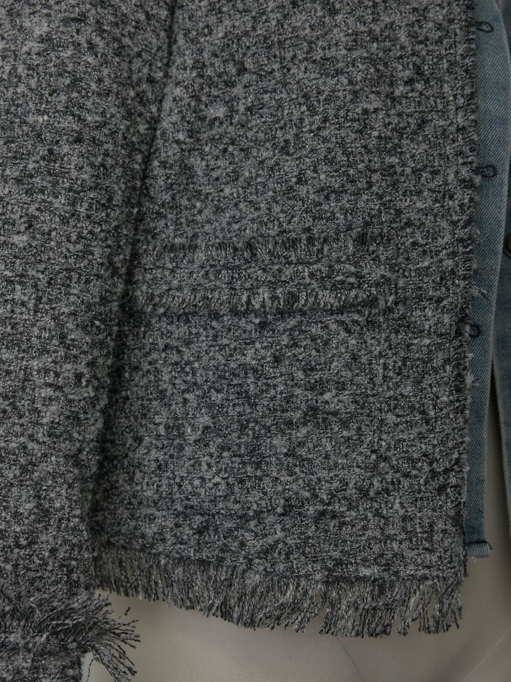 デニムドッキングオーバーサイズツイードジャケット