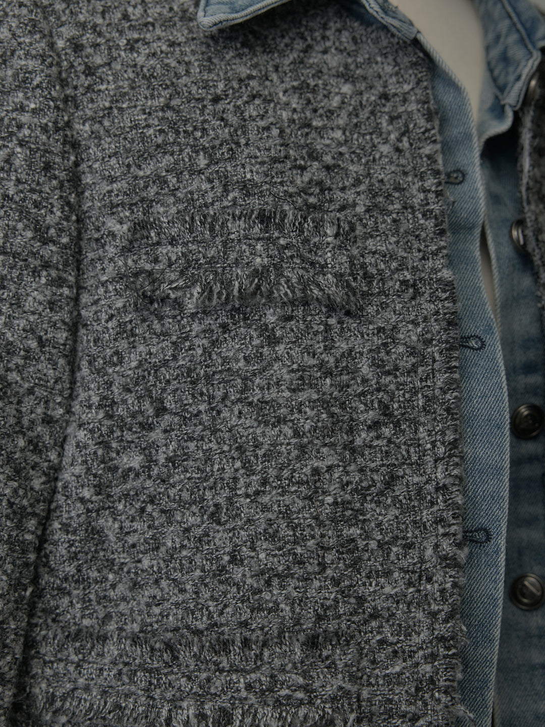 デニムドッキングオーバーサイズツイードジャケット