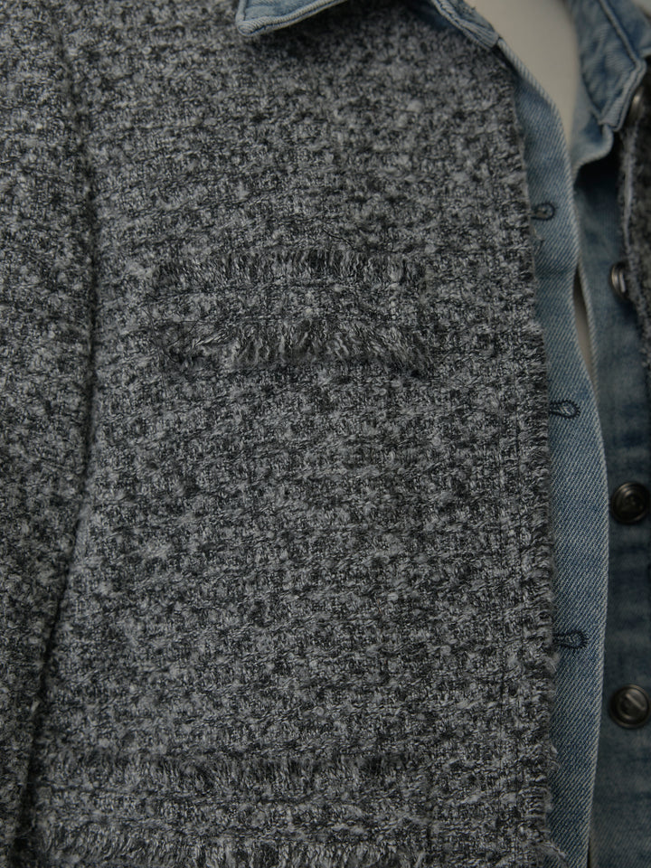 デニムドッキングオーバーサイズツイードジャケット