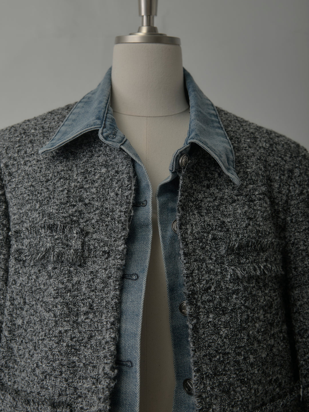 デニムドッキングオーバーサイズツイードジャケット