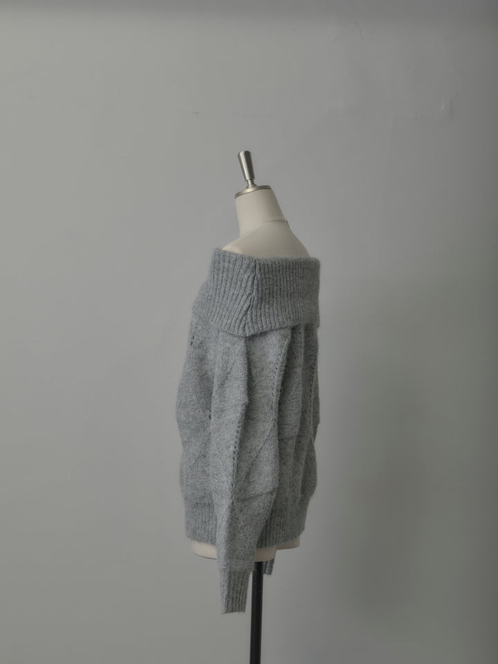 メランジニットオフショルトップス