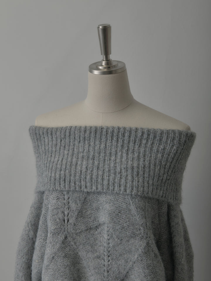 メランジニットオフショルトップス