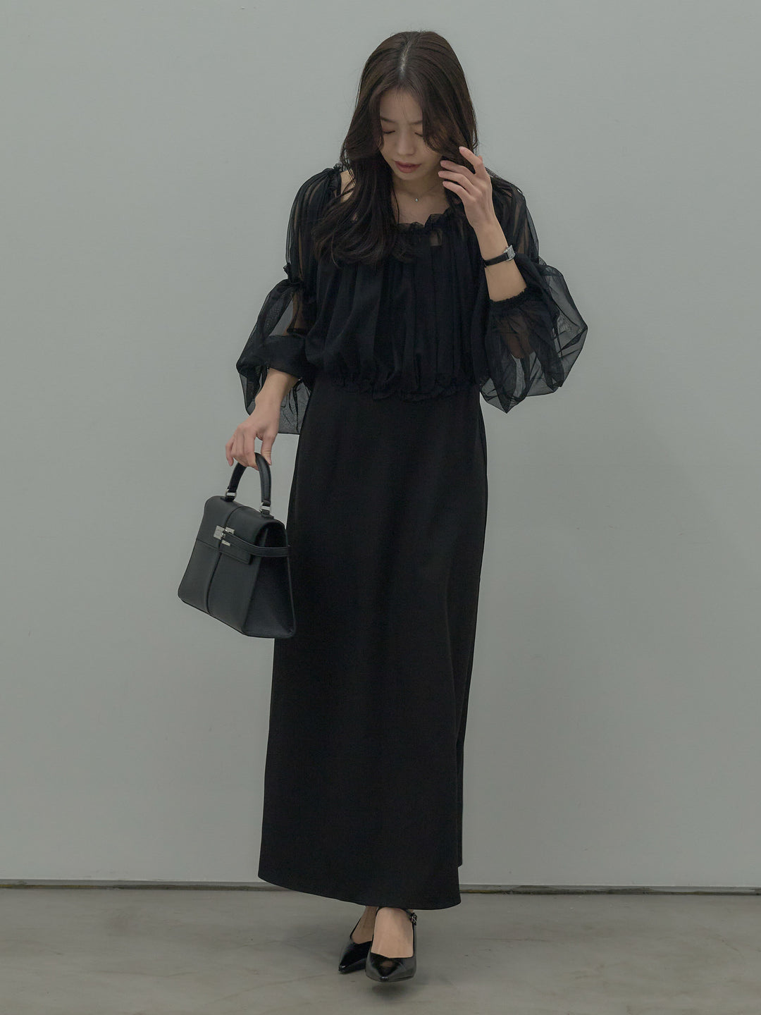 2wayチュールブラウス付きワンピース