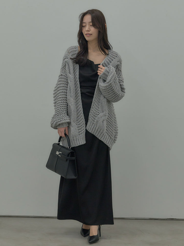 ローゲージ編みニットカーディガン