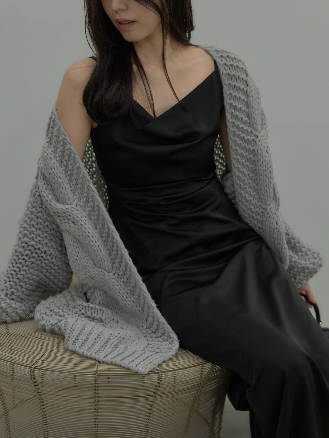 ローゲージ編みニットカーディガン