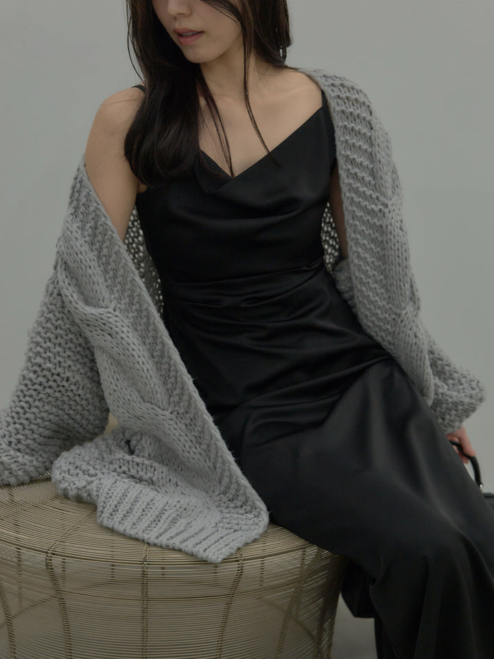 ローゲージ編みニットカーディガン