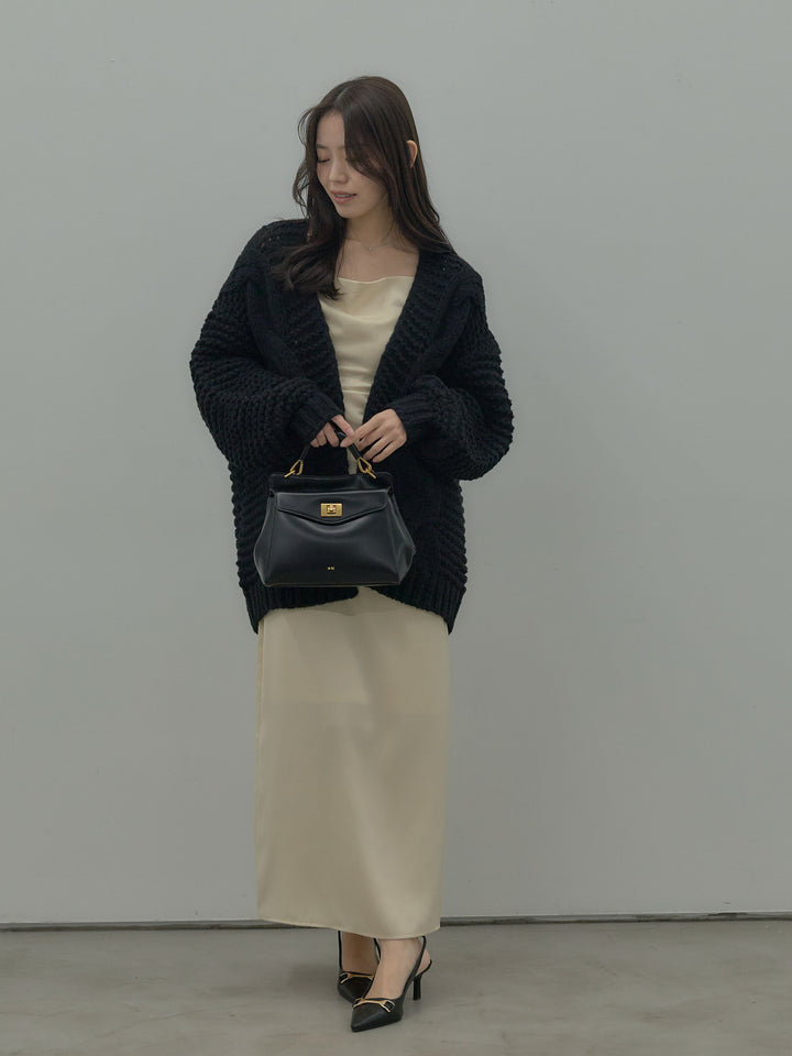 ローゲージ編みニットカーディガン