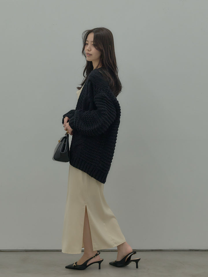 ローゲージ編みニットカーディガン