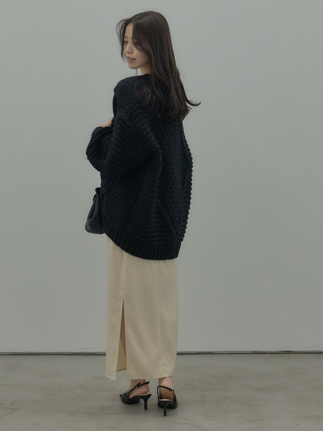 ローゲージ編みニットカーディガン