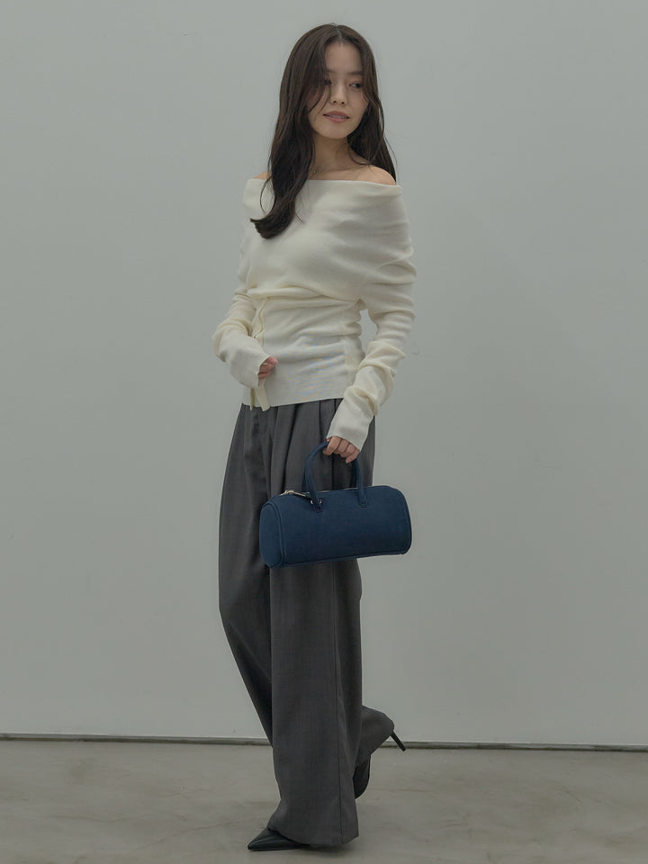 ドレープボタンデザインニットトップス