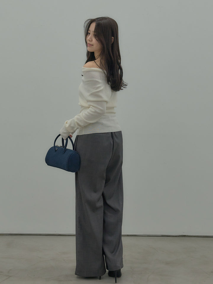 ドレープボタンデザインニットトップス