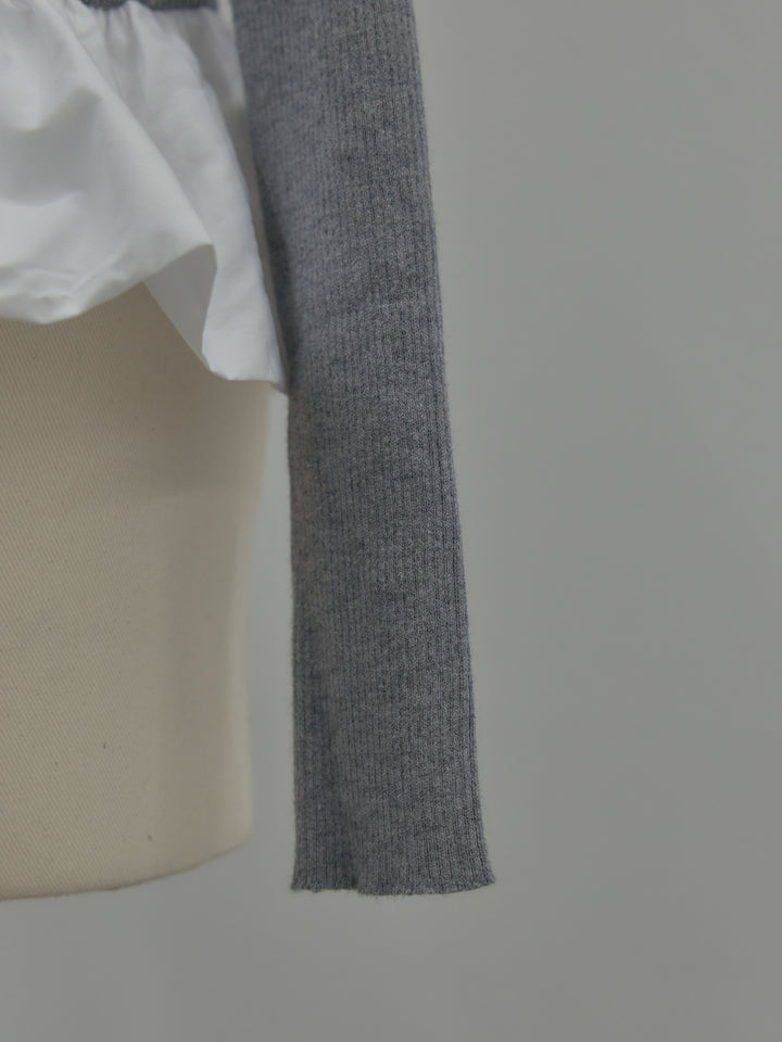 裾ドッキングデザインニットトップス