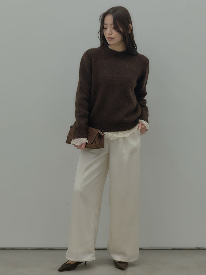 【SET】【premium touch】 ルーズニットプルオーバー+ チュールレーストップス(2set)