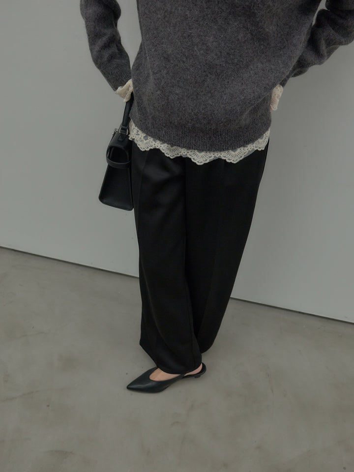 【SET】【premium touch】 ルーズニットプルオーバー+ チュールレーストップス(2set)