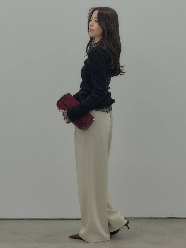 ドットチュールデザインニットトップス