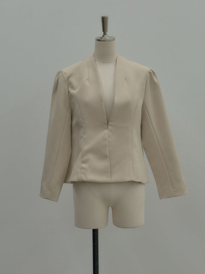 コントゥアフロントホックノーカラージャケット