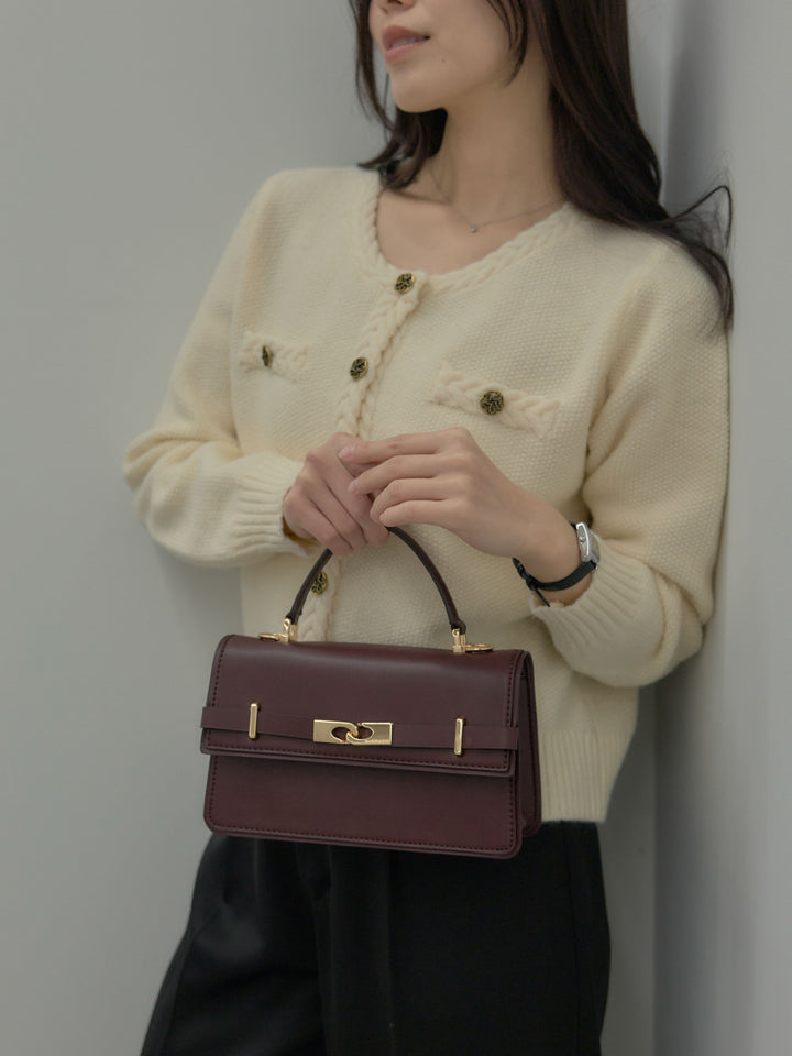 【SET】ゴールドボタンニットカーディガン+【Essential】センタープレスサテンパンツ(2set)