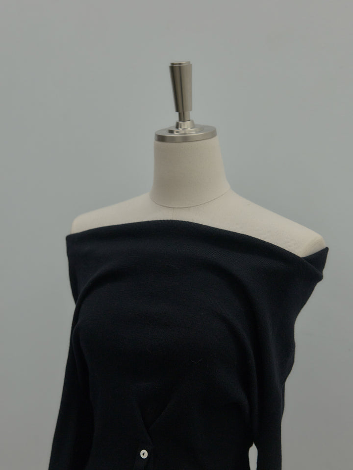 ドレープボタンデザインニットトップス