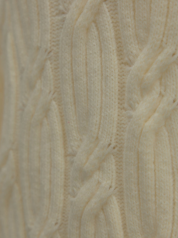 ケーブル編みルーズオフショルニットプルオーバー