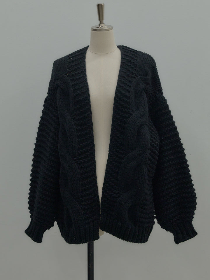 ローゲージ編みニットカーディガン