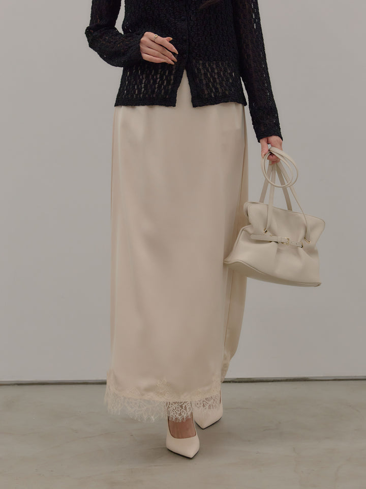 裾レースサテンナロースカート