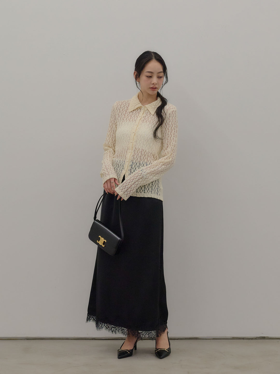 裾レースサテンナロースカート