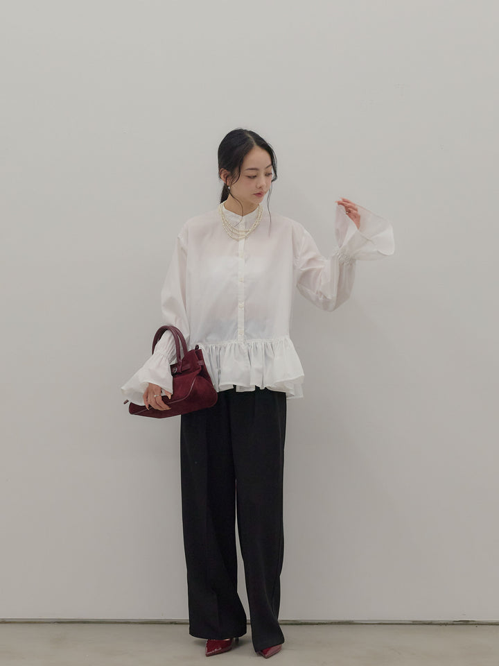 ハイウエストセンタープレスワイドパンツ