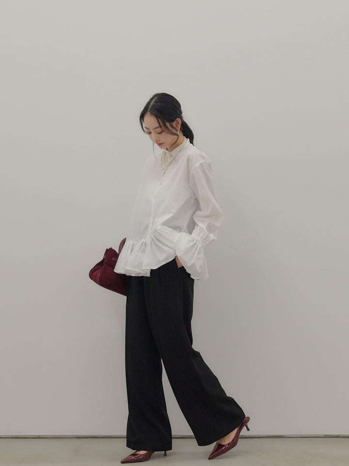 ハイウエストセンタープレスワイドパンツ