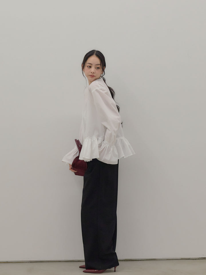 ハイウエストセンタープレスワイドパンツ