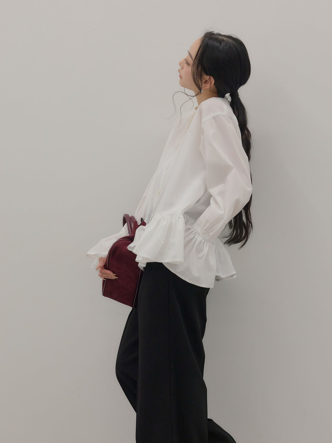 ハイウエストセンタープレスワイドパンツ