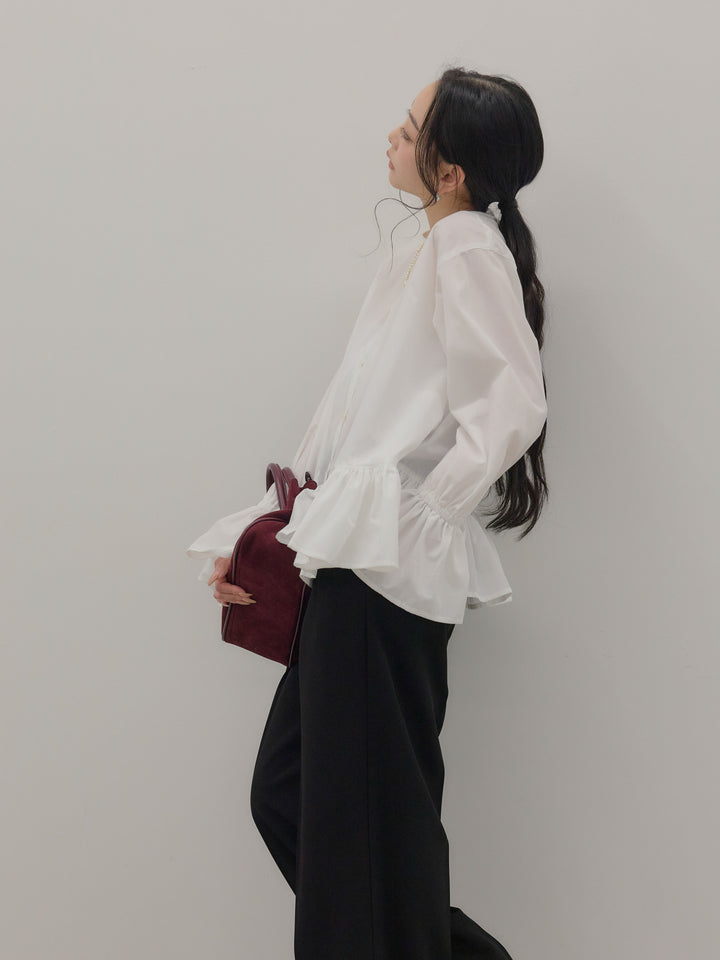 ハイウエストセンタープレスワイドパンツ