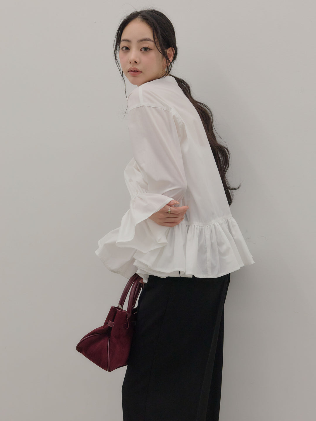 ハイウエストセンタープレスワイドパンツ